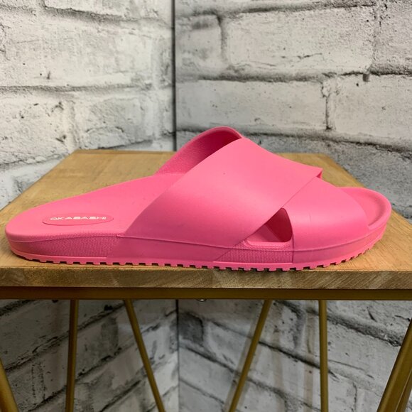 Okabashi Maddox Crossband Slide Sandals Pink Slip On Waterproof Shoes - Picture 6 of 9